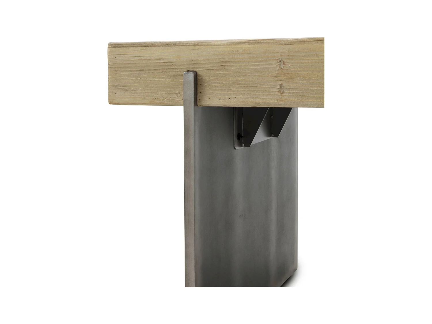 table basse bois d'abeto et pieds laqués finition métalisée