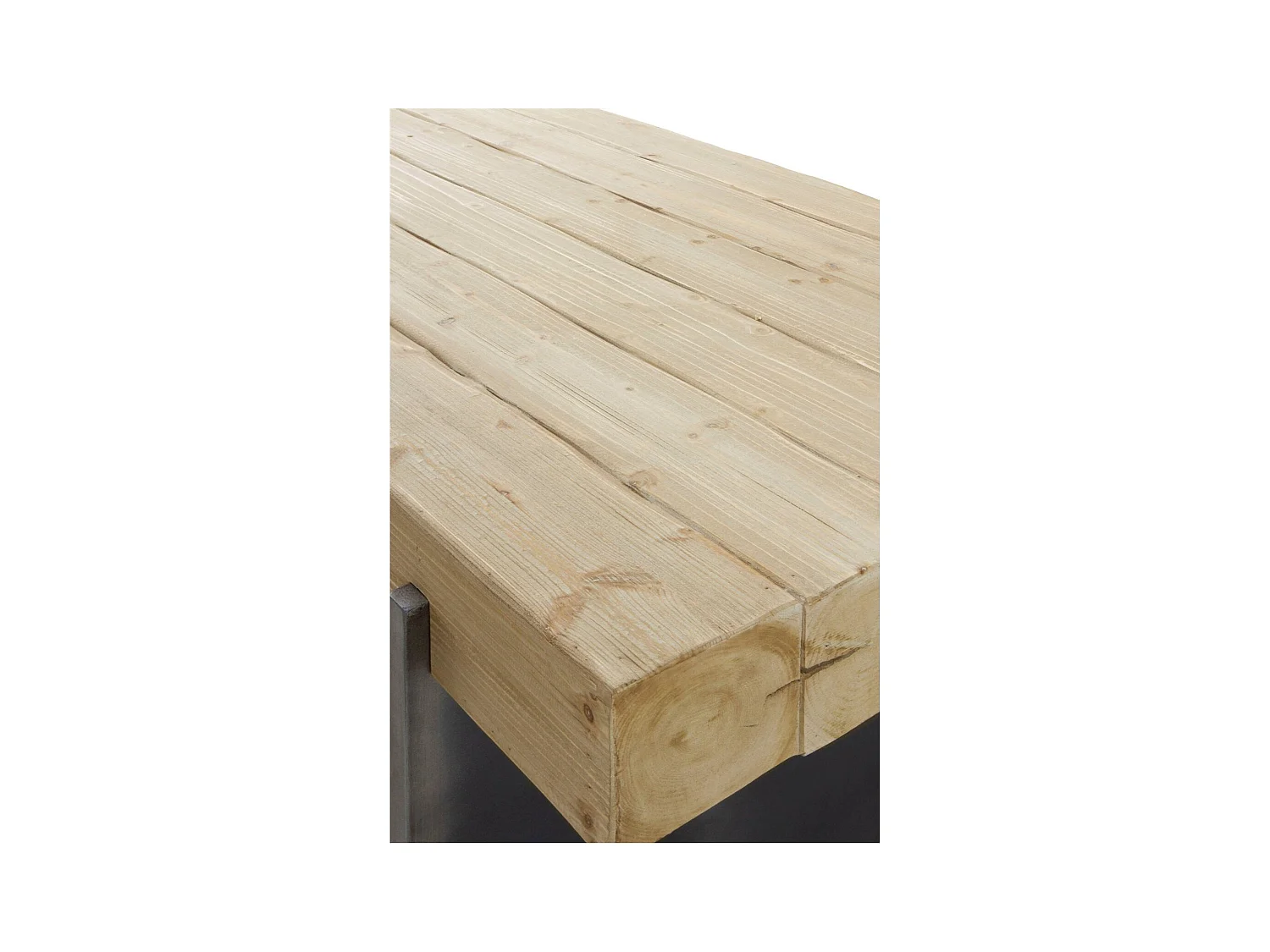 table basse bois d'abeto et pieds laqués finition métalisée