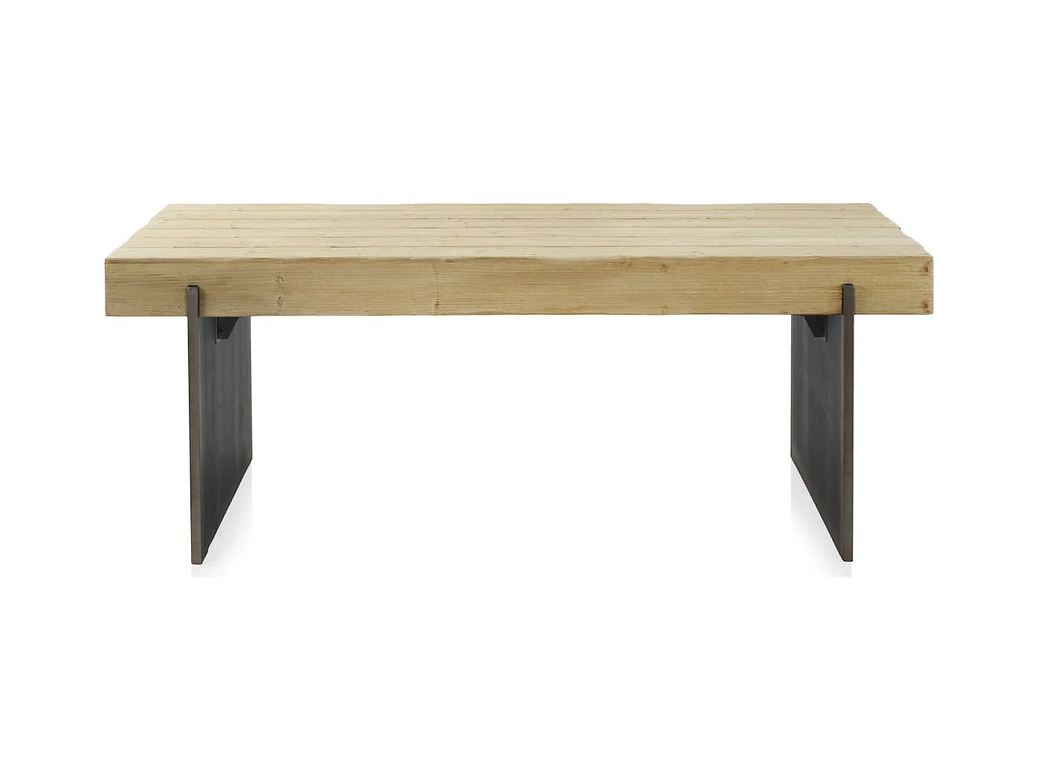 table basse bois d'abeto et pieds laqués finition métalisée