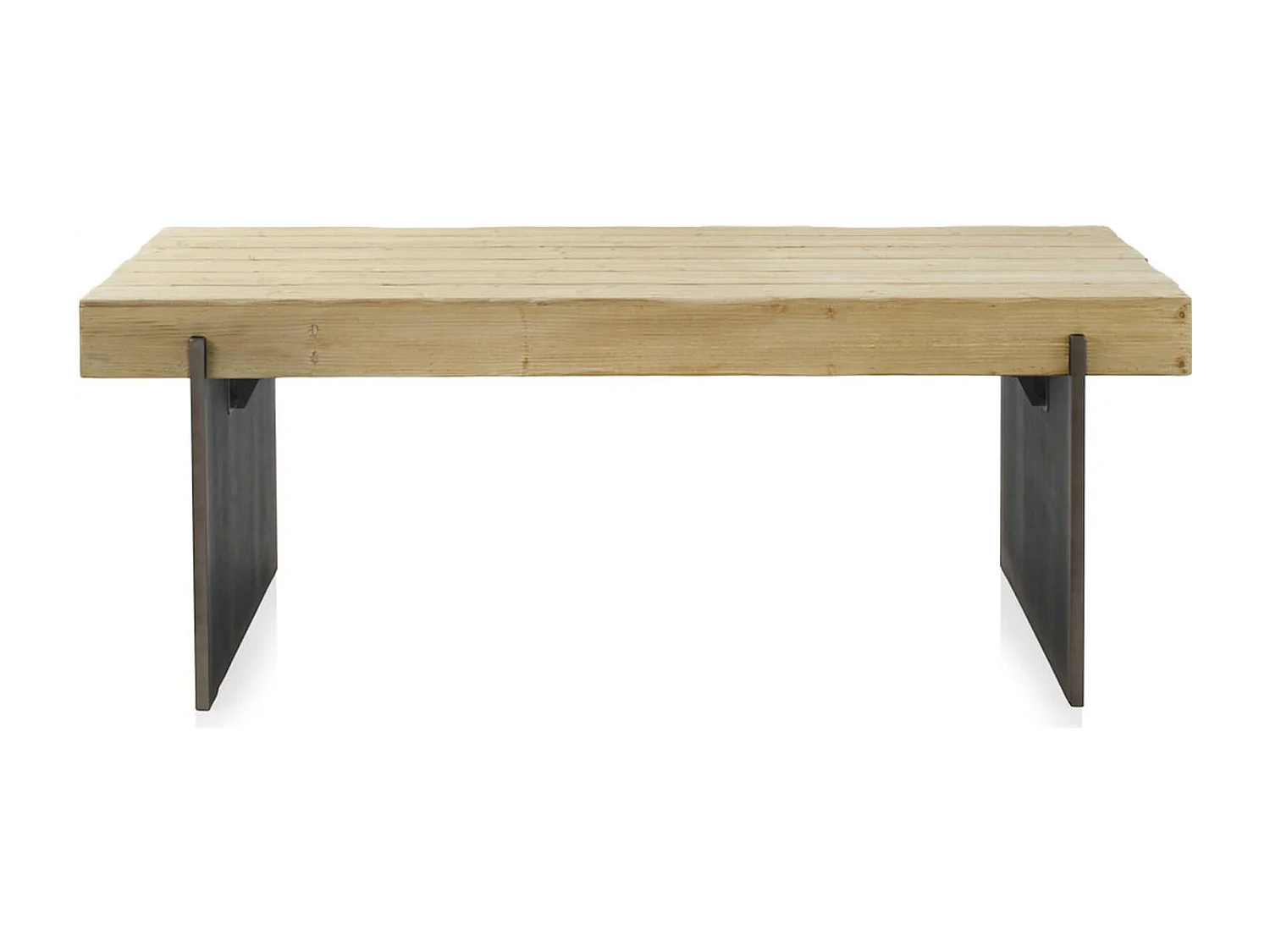 table basse bois d'abeto et pieds laqués finition métalisée