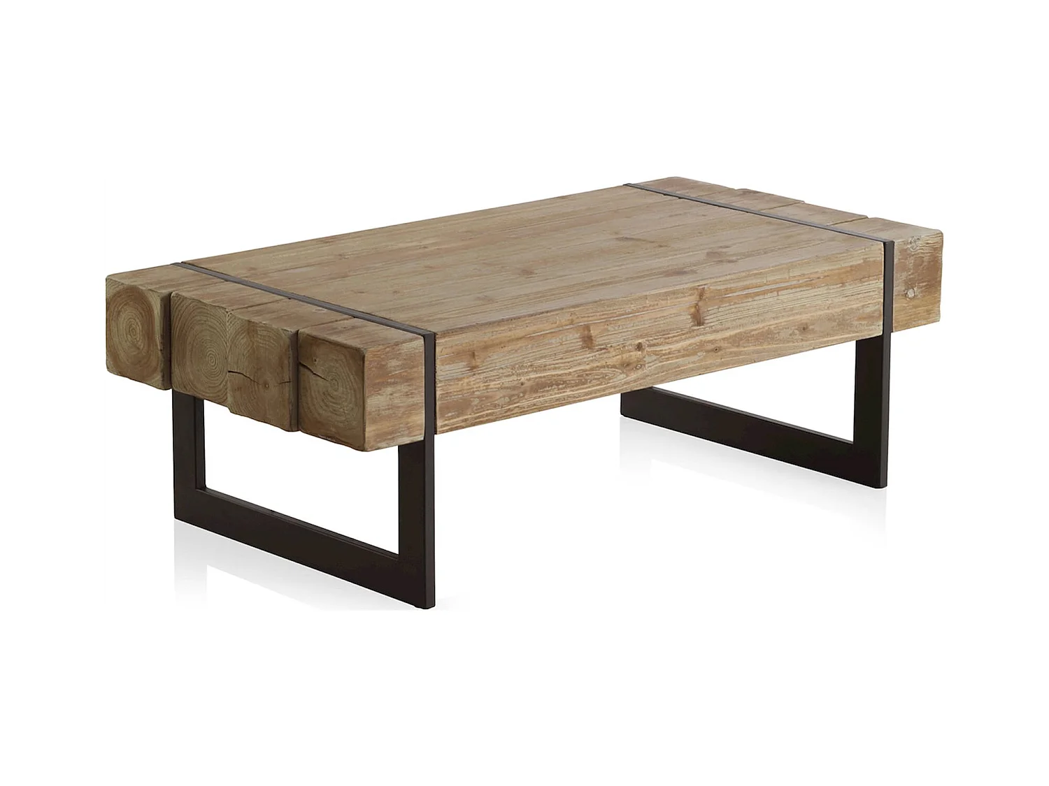 Table basse bois naturel pieds métal style industriel