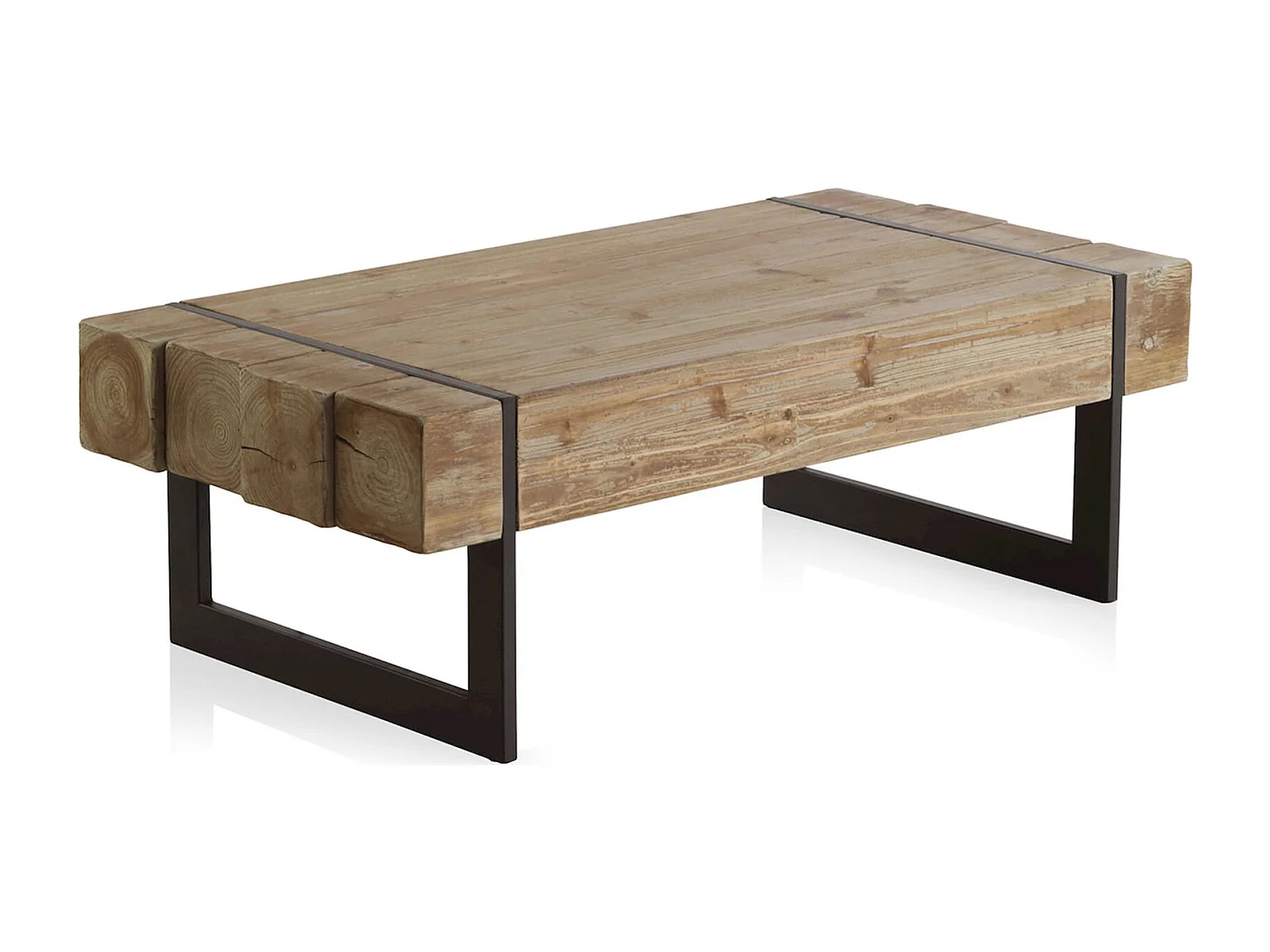 Table basse bois naturel pieds métal style industriel