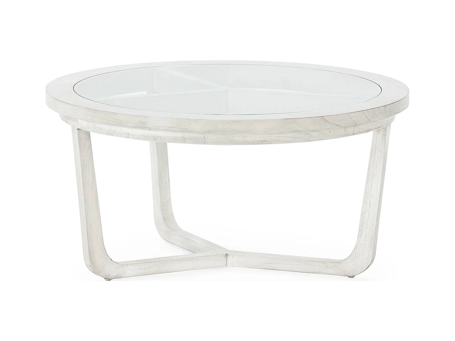 Table basse en bois de cèdre et verre finition gris voilé