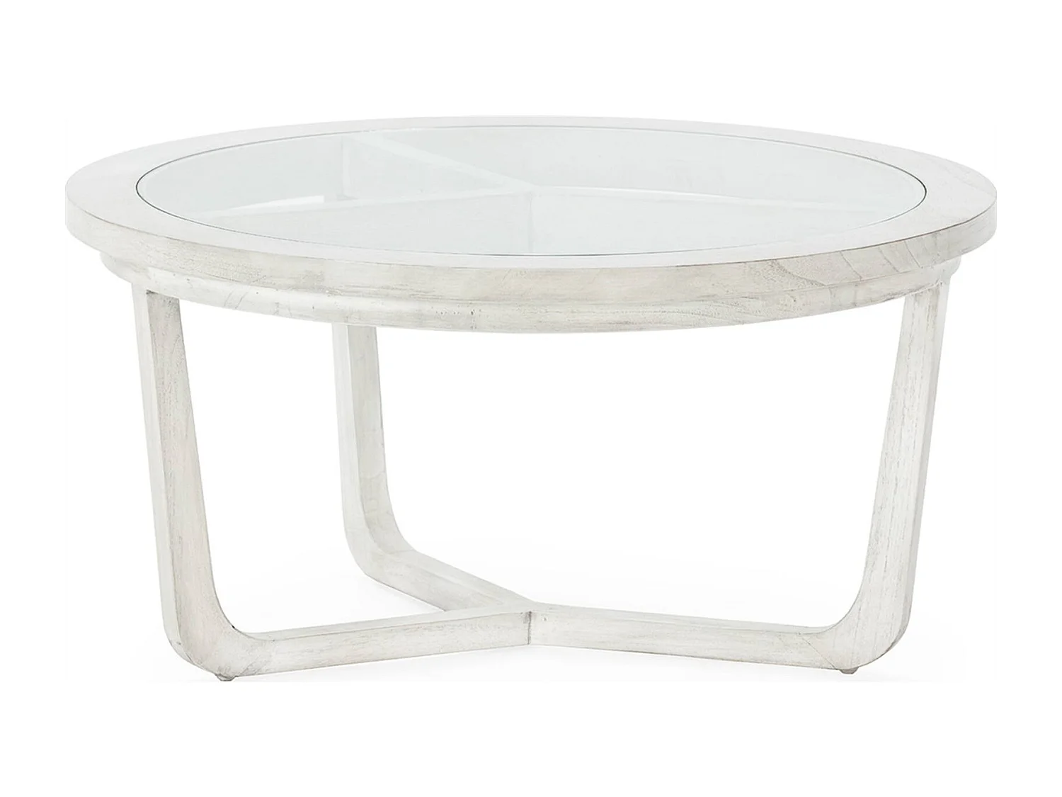 Table basse en bois de cèdre et verre finition gris voilé