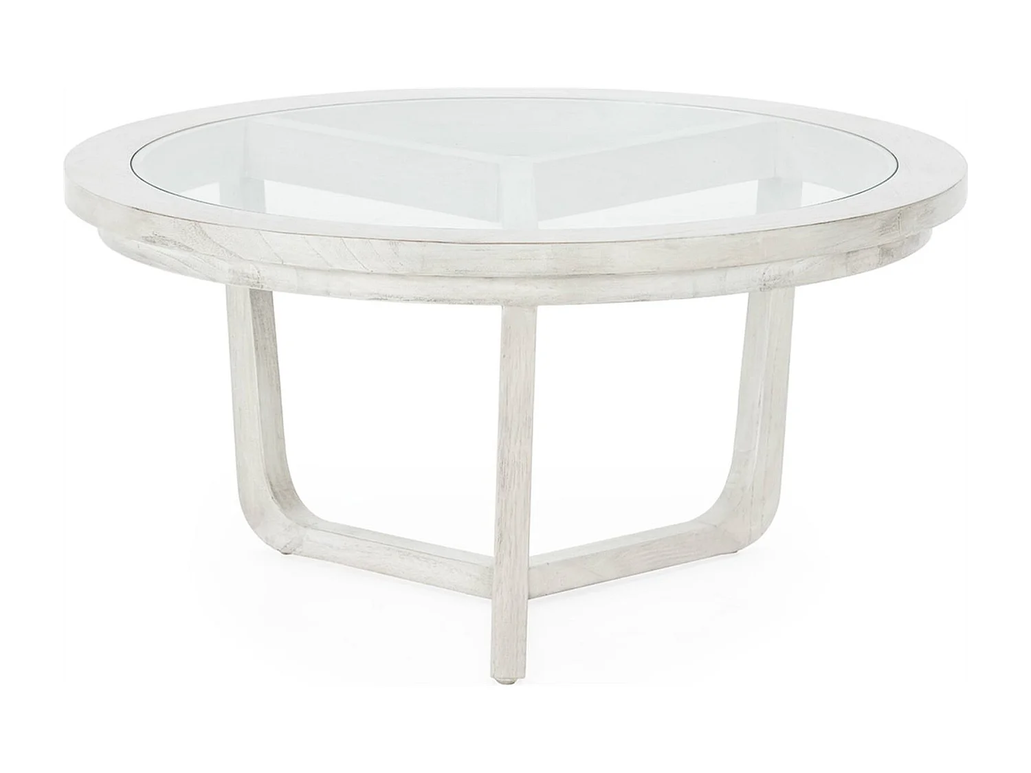 Table basse en bois de cèdre et verre finition gris voilé