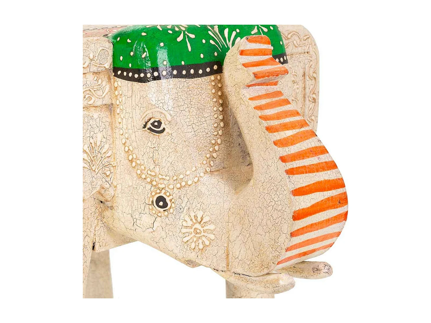 Table basse éléphant en bois peint esprit bohème coloré