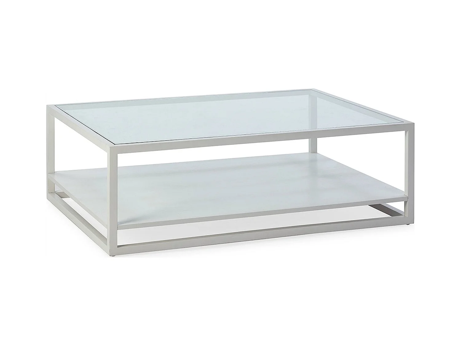 Table basse verre et bois de cèdre gris voilé design moderne