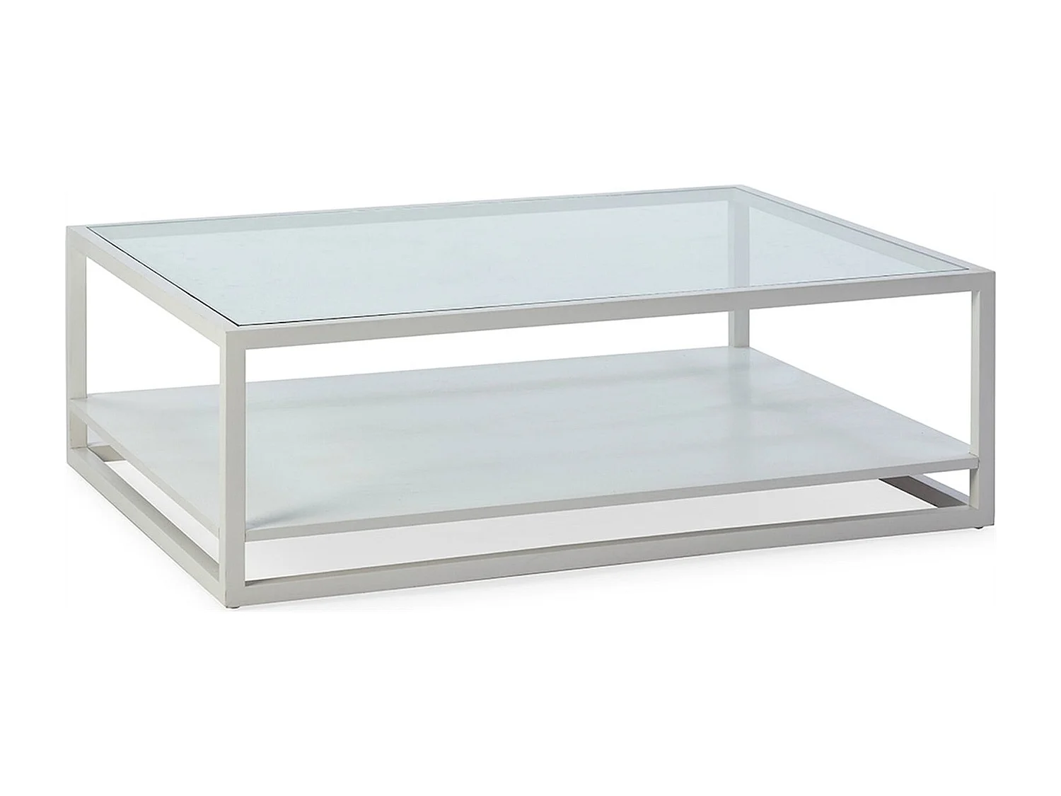 Table basse verre et bois de cèdre gris voilé design moderne