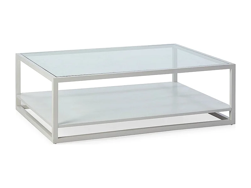 Table basse verre et bois de cèdre gris voilé design moderne