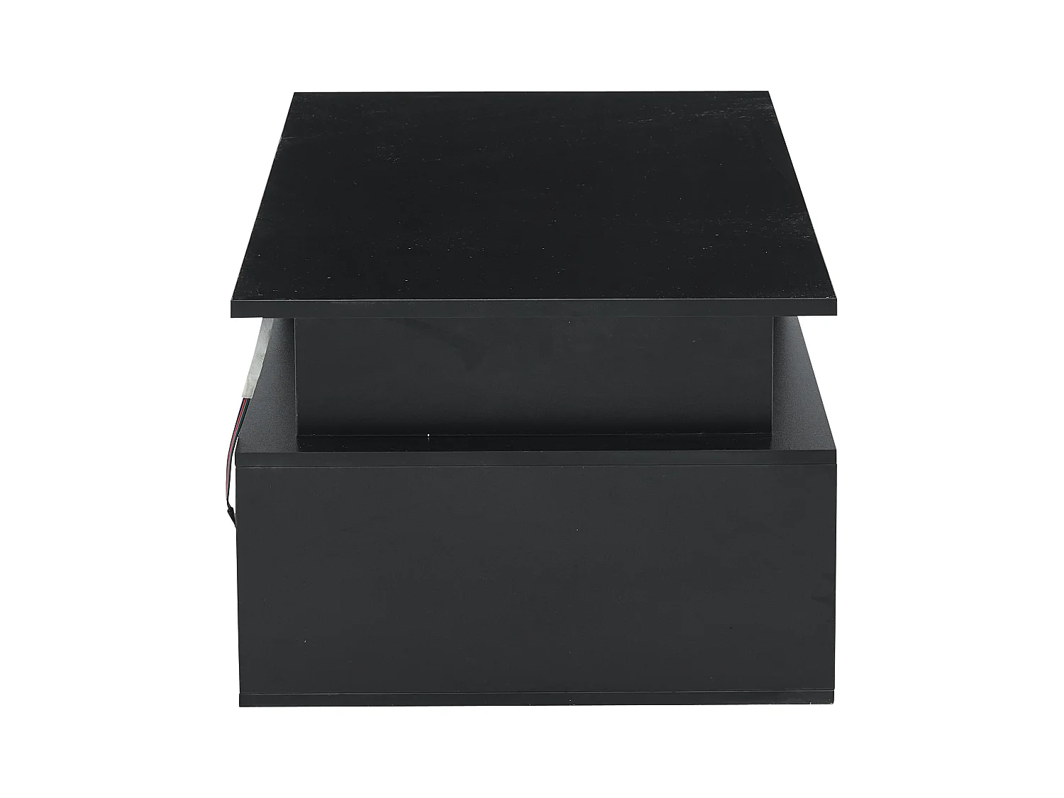 Teetisch - 100 x 50 x 35 cm - Wohnzimmer Couchtisch - mit LEDs + 2 Schubladen - Spanplatte - Schwarz