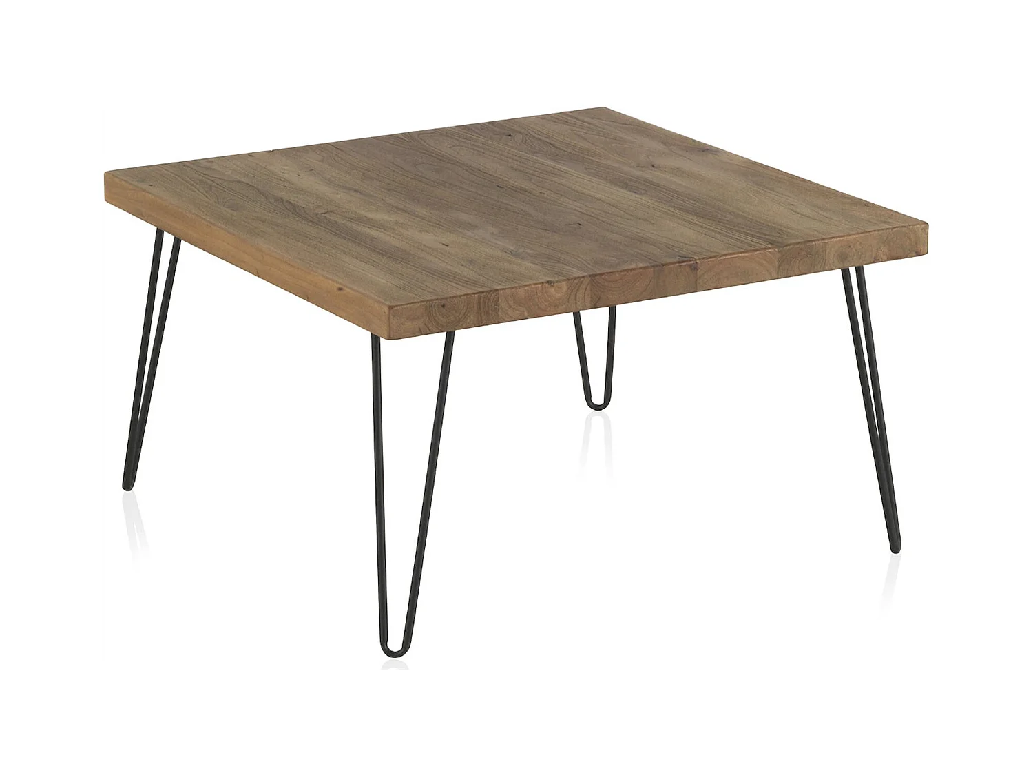 Table basse bois d'orme vieilli et pieds métal style industriel