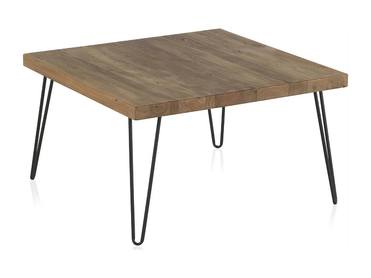 Table basse bois d'orme vieilli et pieds métal style industriel