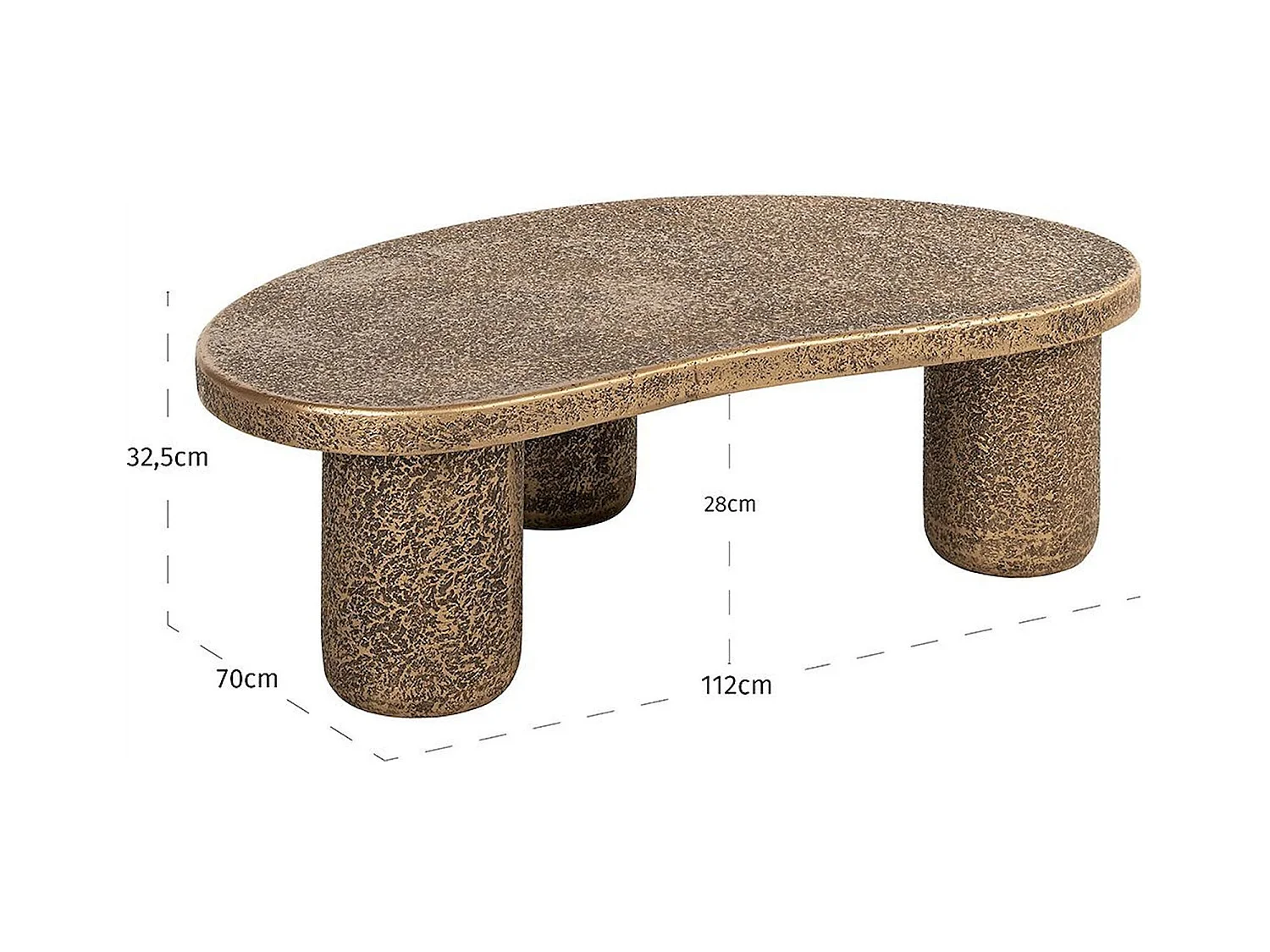 Table basse design bronze forme organique élégante