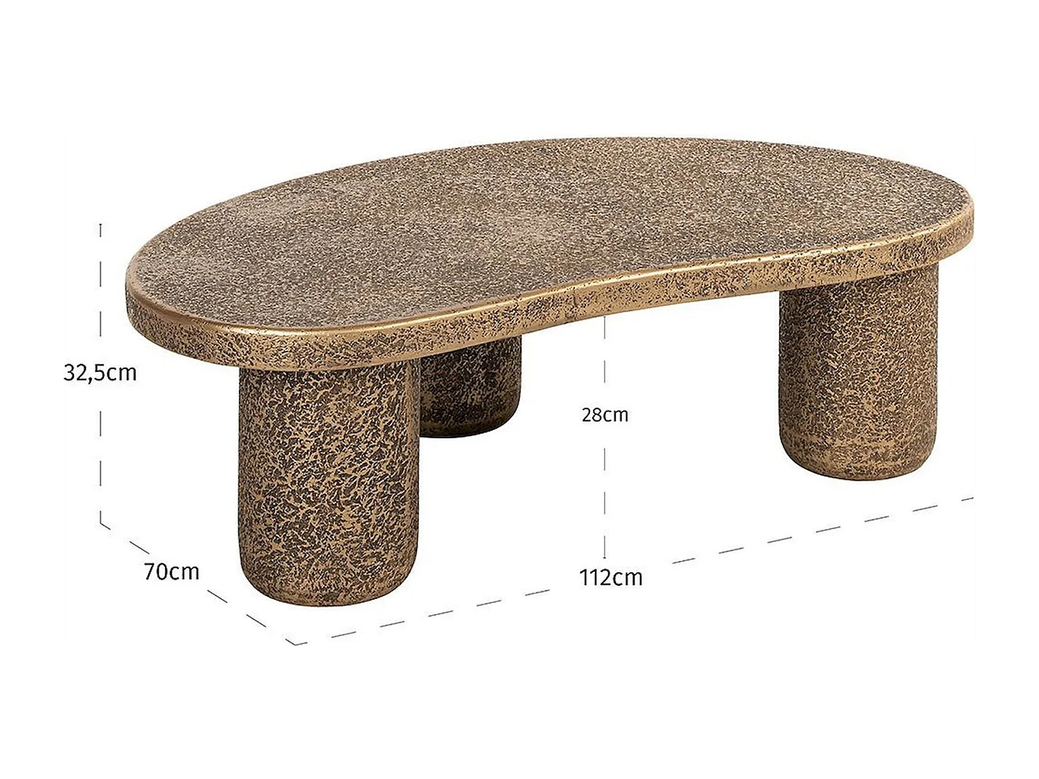Table basse design bronze forme organique élégante