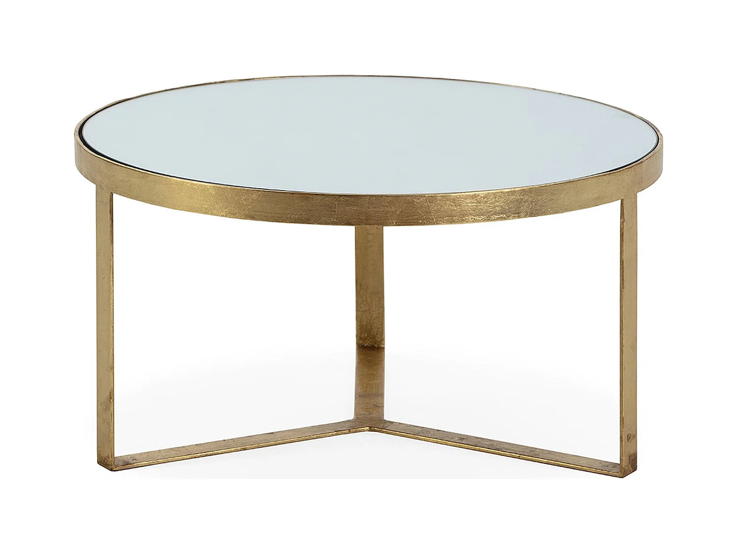 Table basse dorée miroir design élégant en métal raffiné