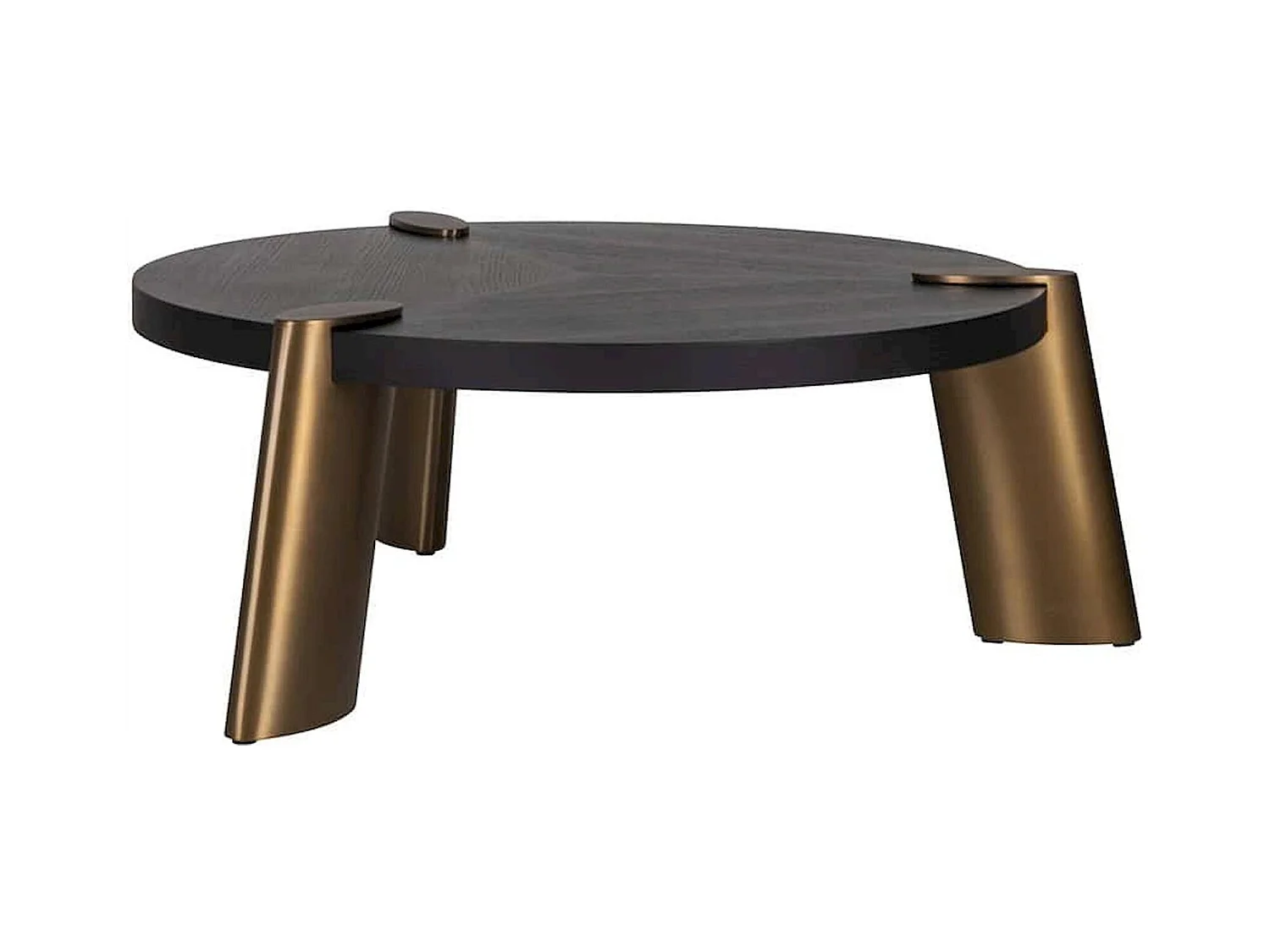 table basse ronde charbon pieds dorés design contemporain