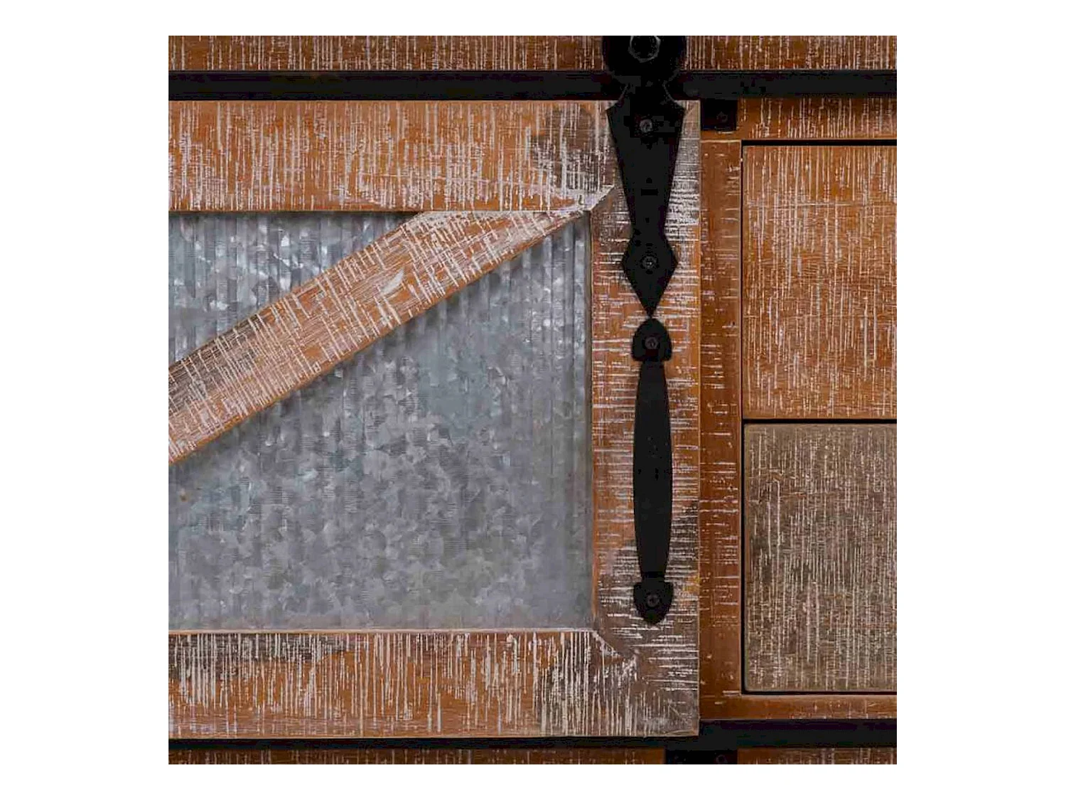 table basse bois et métal style industriel coloré avec tiroirs