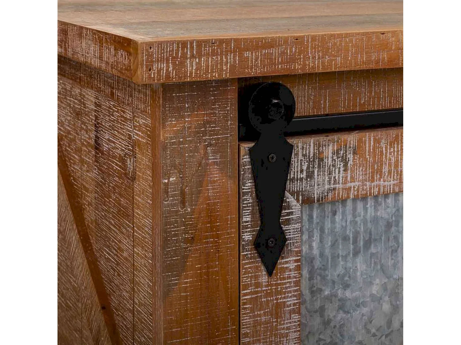 table basse bois et métal style industriel coloré avec tiroirs