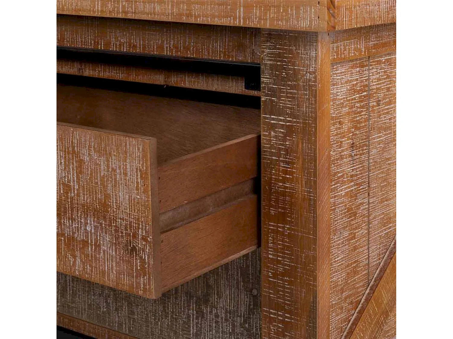 table basse bois et métal style industriel coloré avec tiroirs