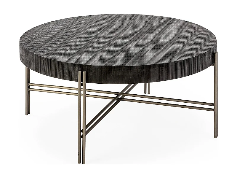 Table à café bois métal noir nickel design contemporain salon