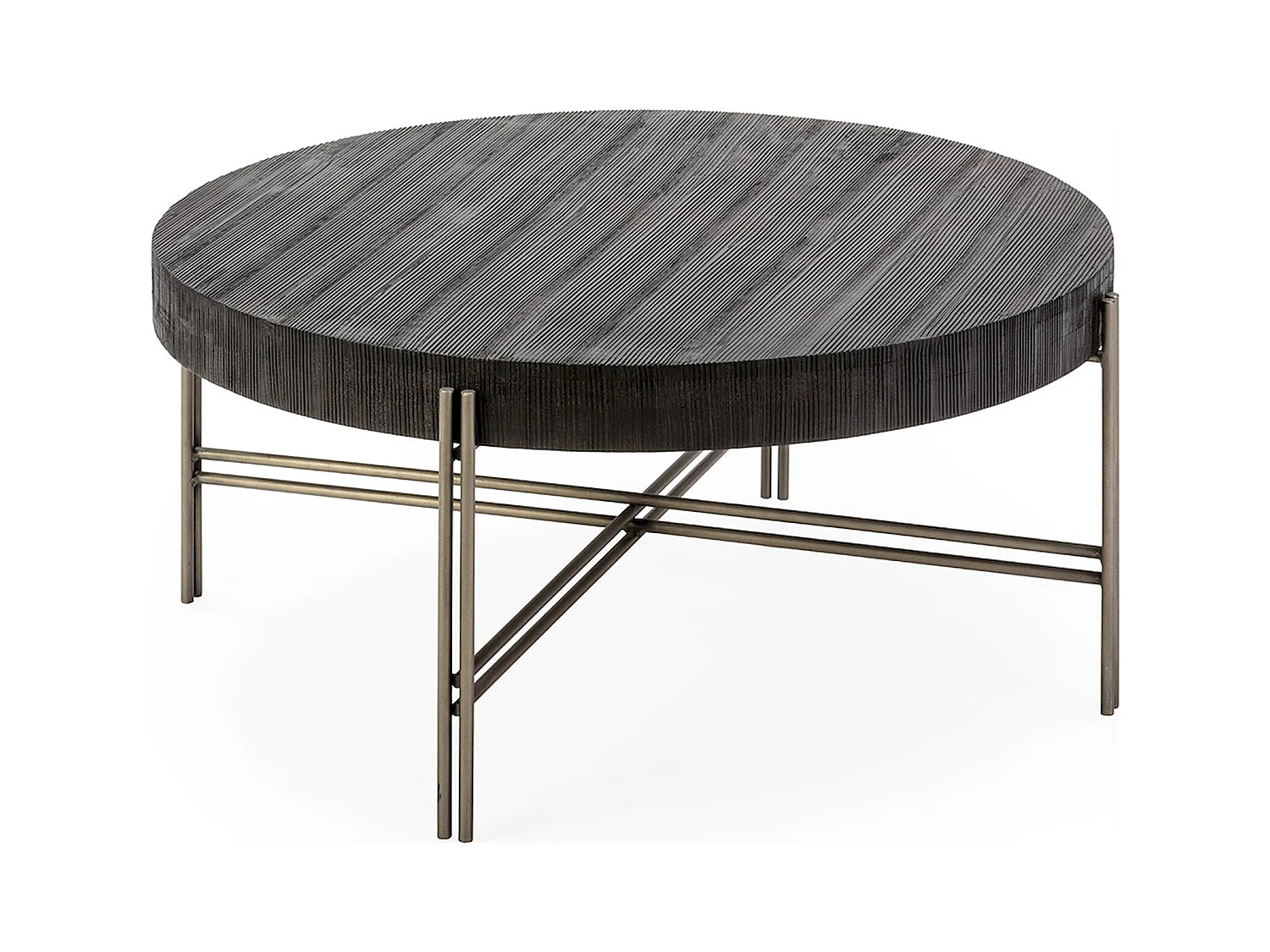 Table à café bois métal noir nickel design contemporain salon