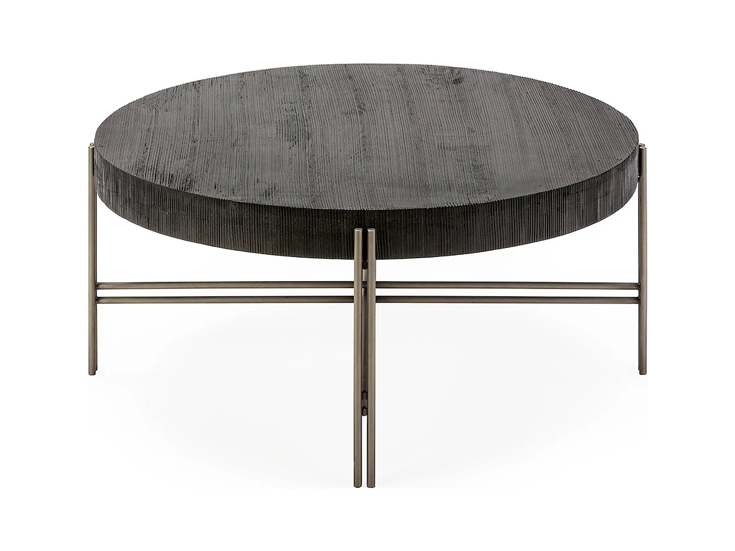 Table à café bois métal noir nickel design contemporain salon