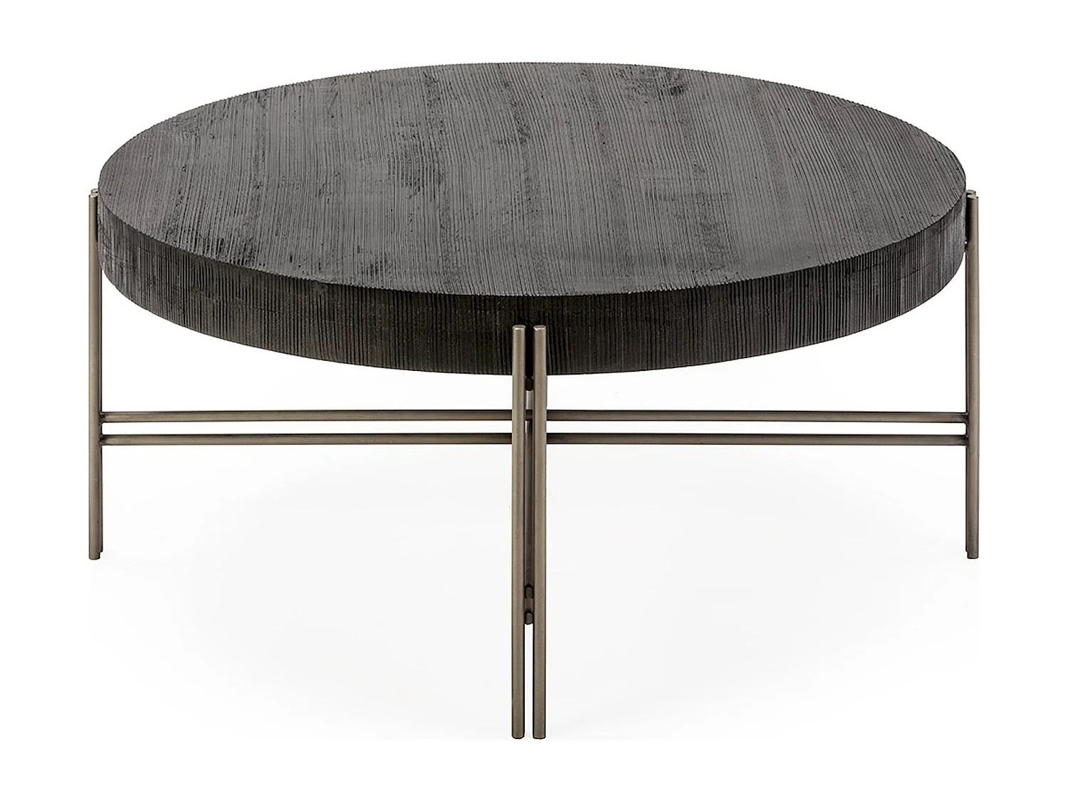 Table à café bois métal noir nickel design contemporain salon
