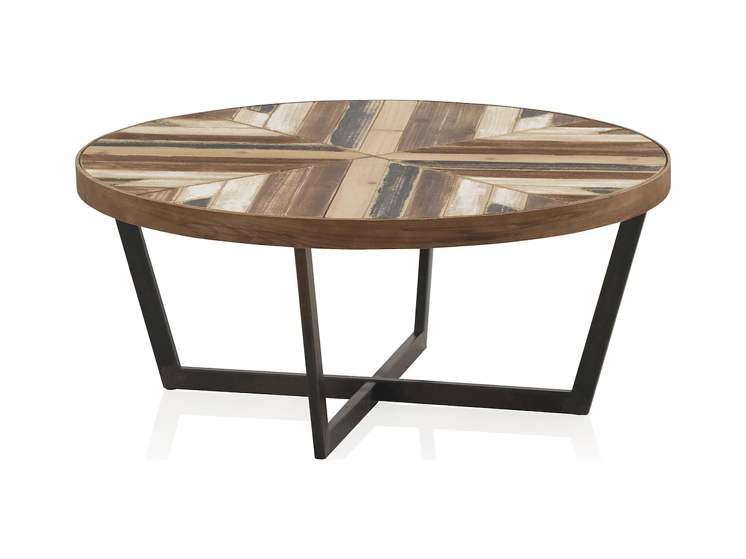 Table basse bois recyclé et métal style industriel chaleureux