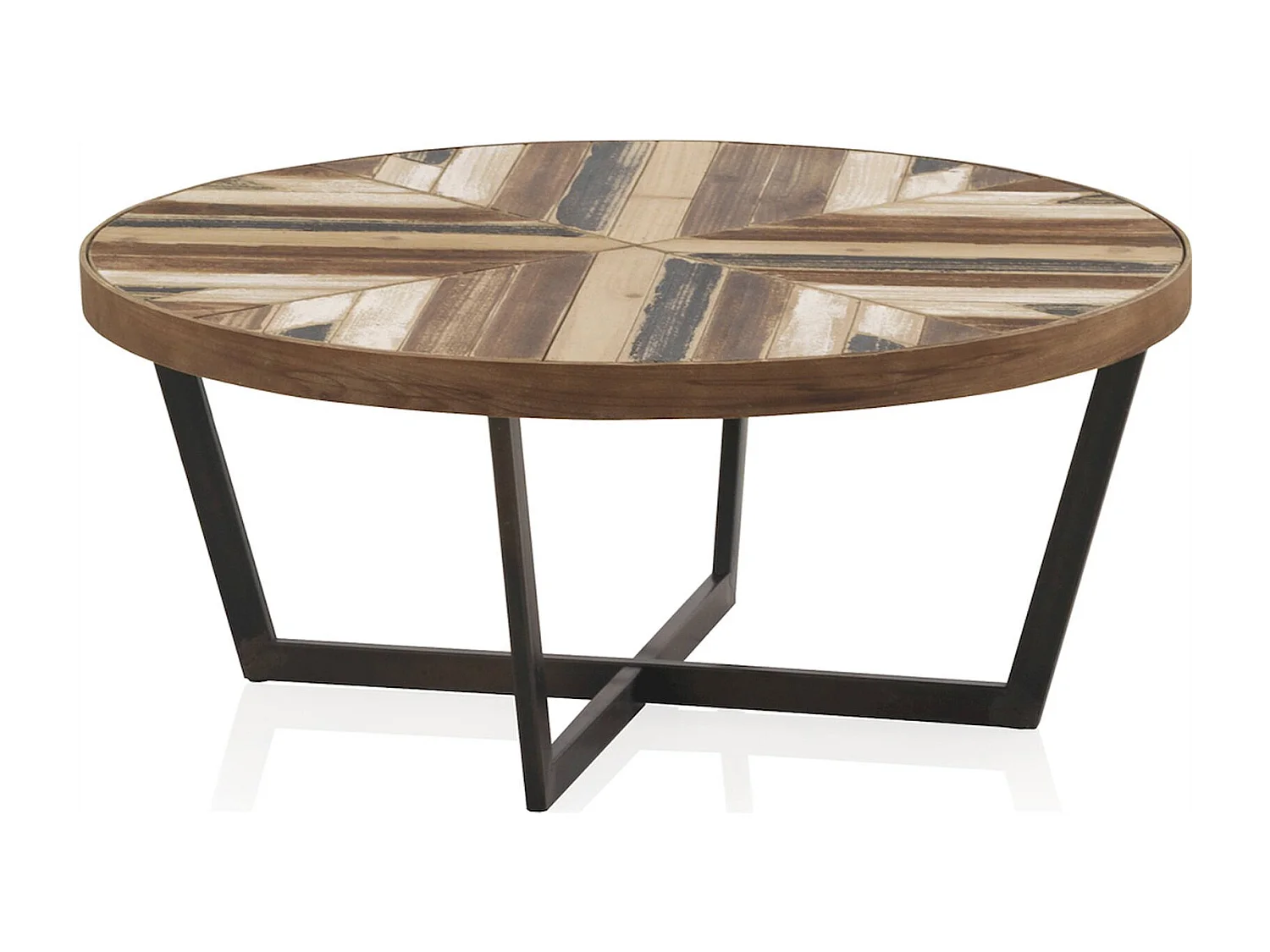 Table basse bois recyclé et métal style industriel chaleureux