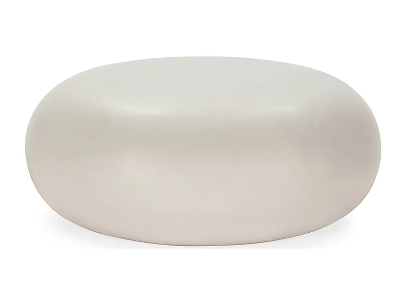 Table basse ronde effet ciment blanc style contemporain épuré