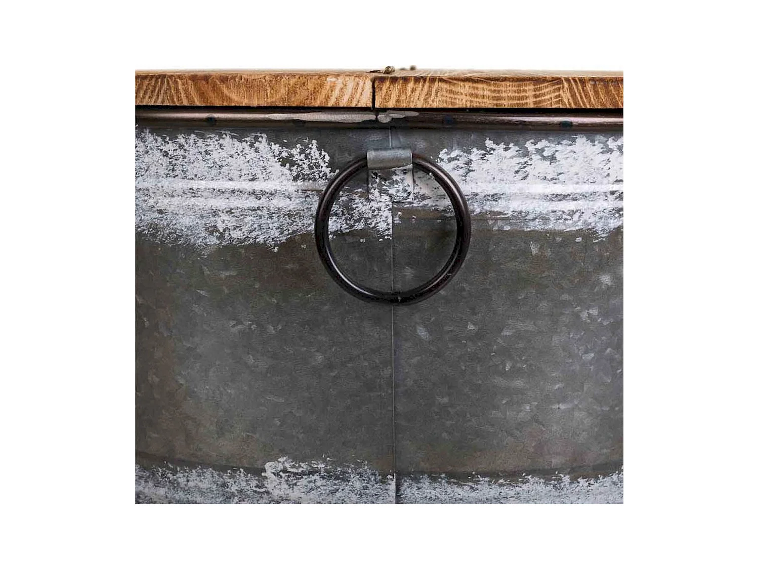 Table basse ronde style industriel bois et métal noir