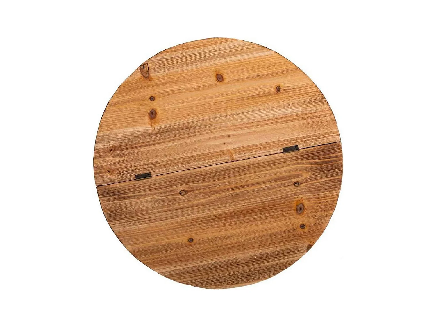 Table basse ronde style industriel bois et métal noir