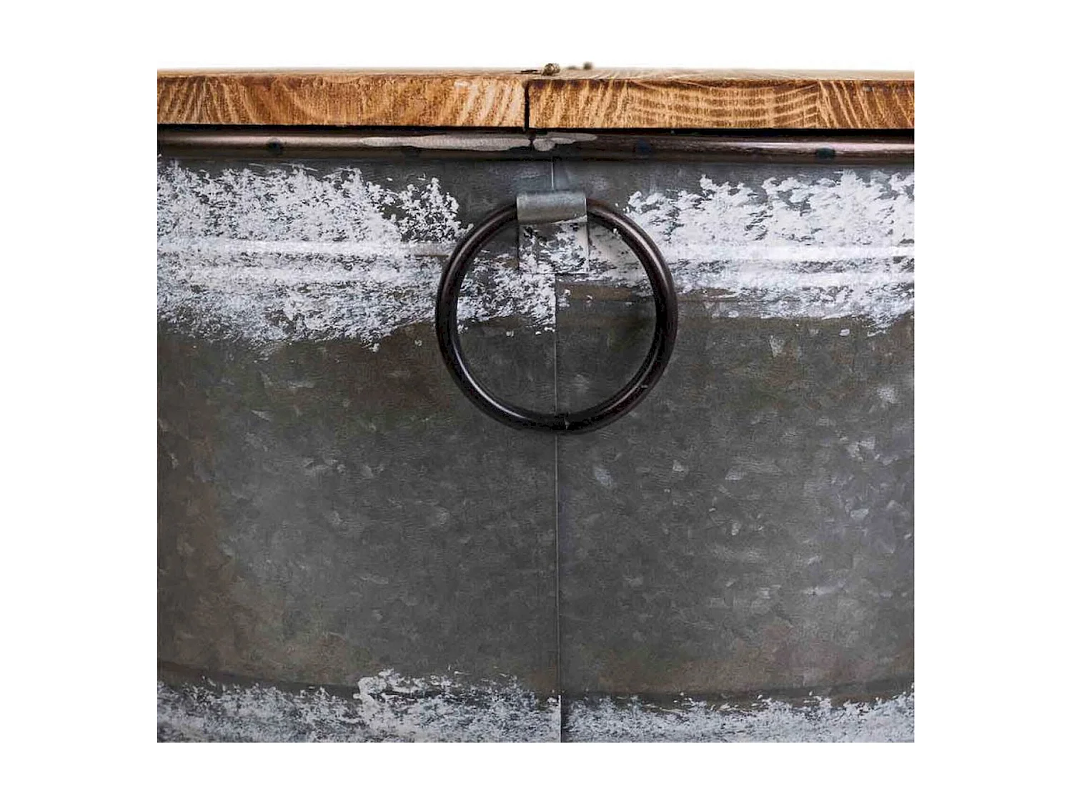 Table basse ronde style industriel bois et métal noir