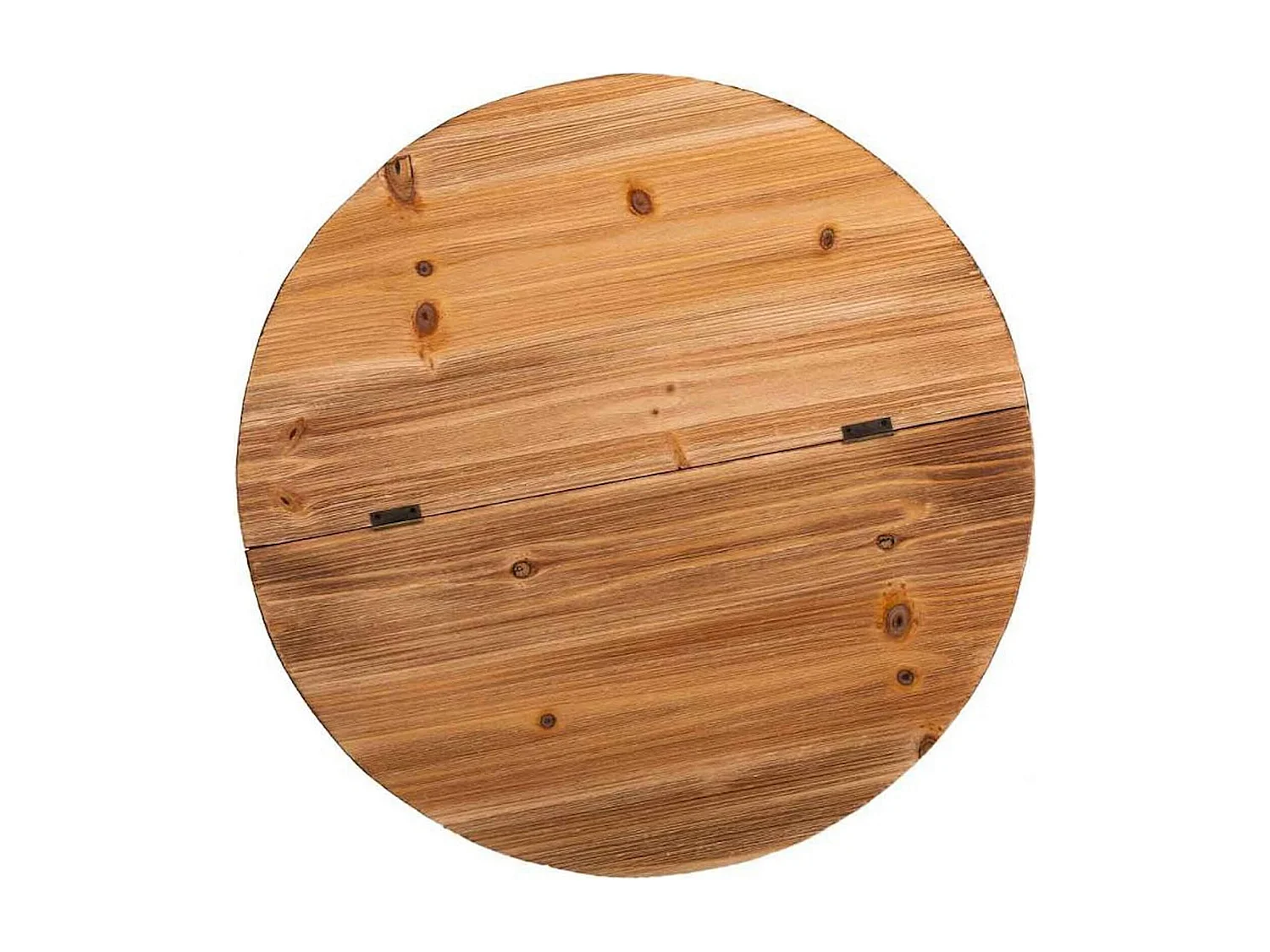 Table basse ronde style industriel bois et métal noir