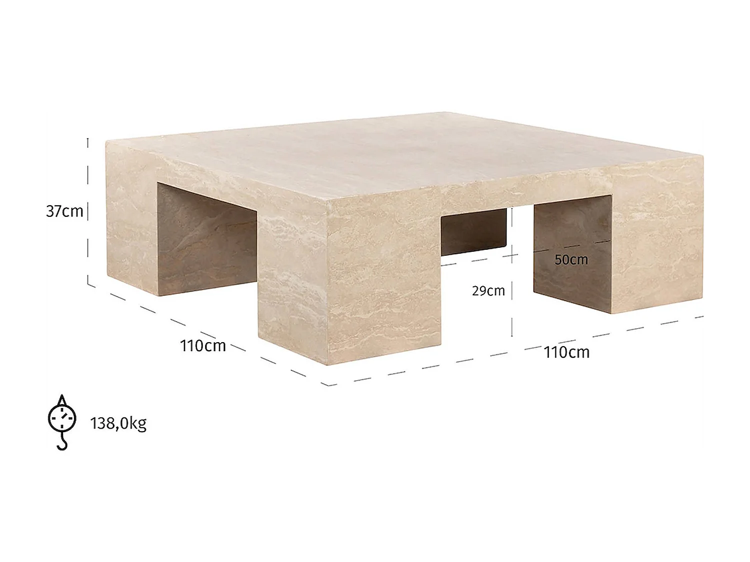 Table basse design travertin beige élégance contemporaine