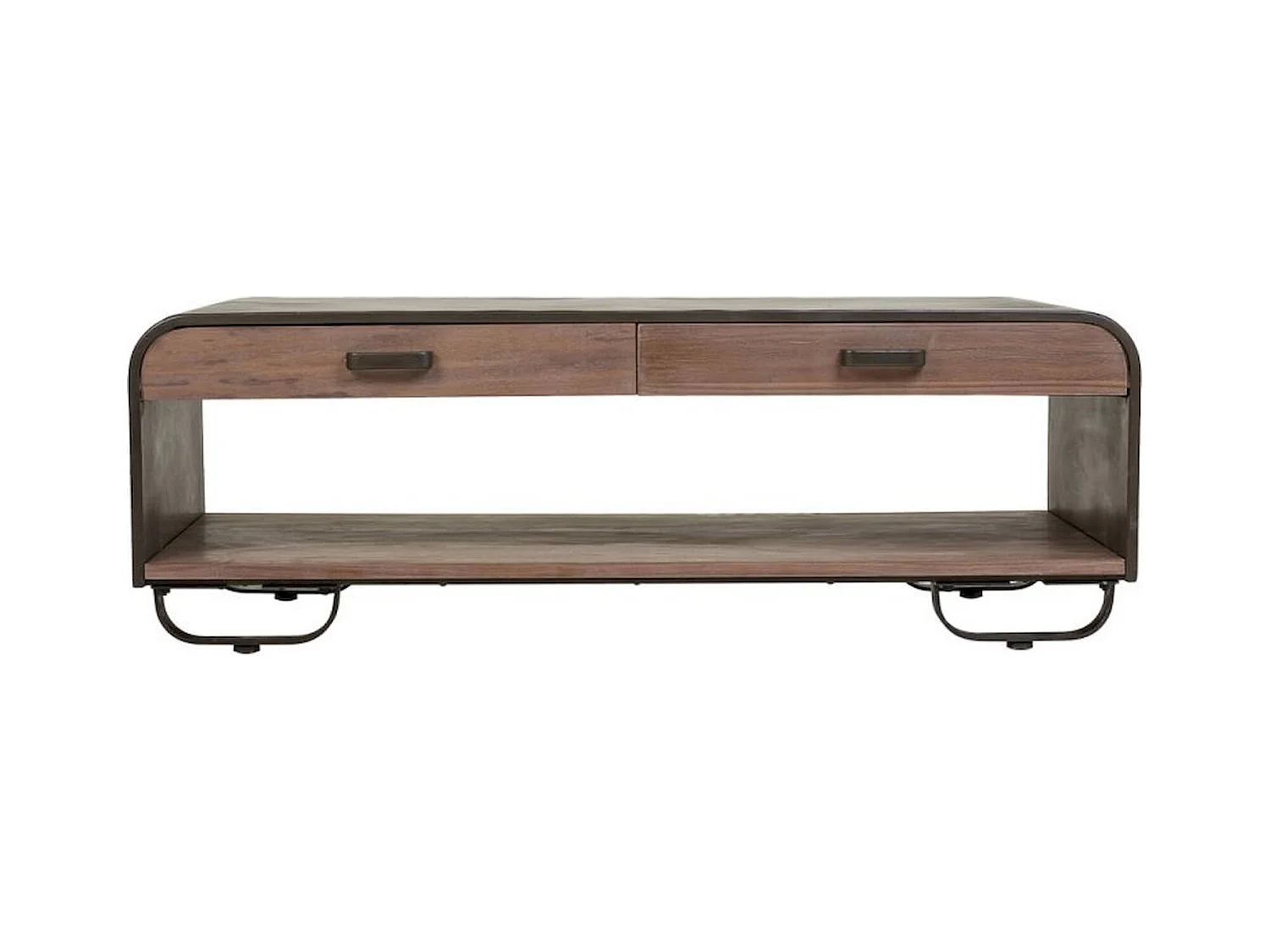 Table basse bois et métal noir style industriel élégant