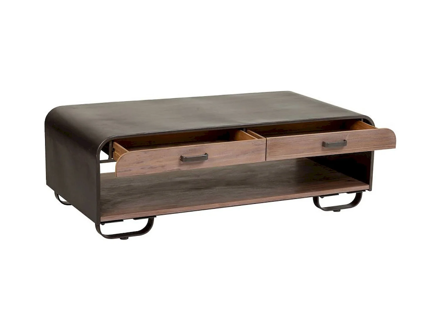 Table basse bois et métal noir style industriel élégant