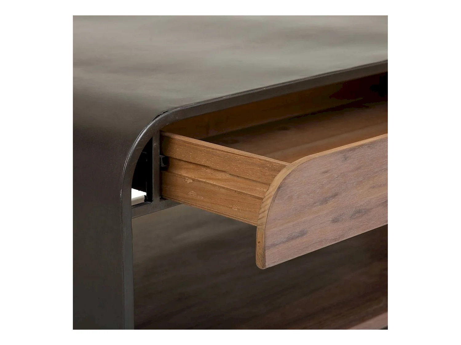 Table basse bois et métal noir style industriel élégant