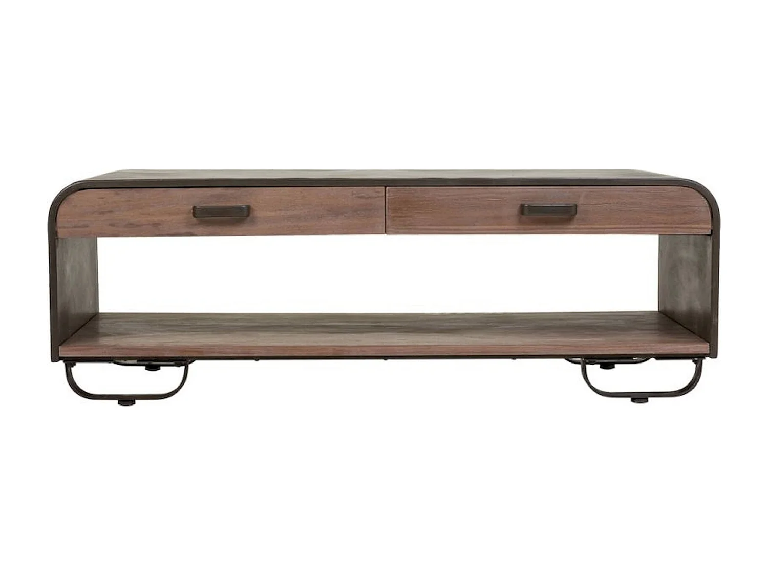 Table basse bois et métal noir style industriel élégant