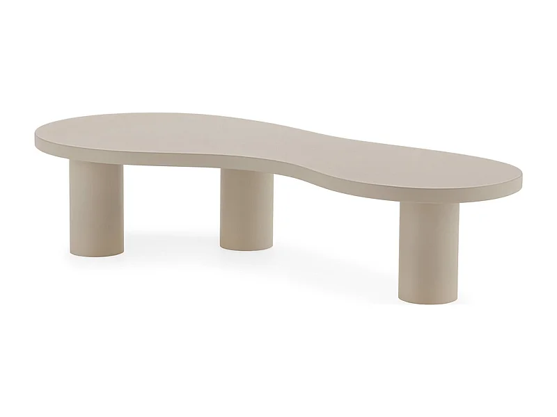 Table à café design taupe finition pierre résistante aux taches