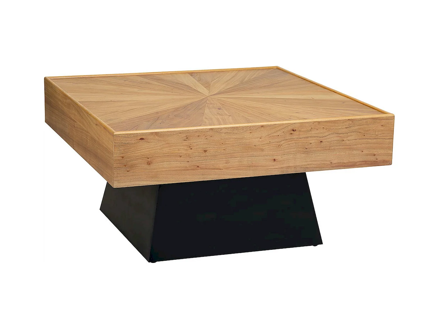 table dappoint carrée bois naturel et métal noir contemporain