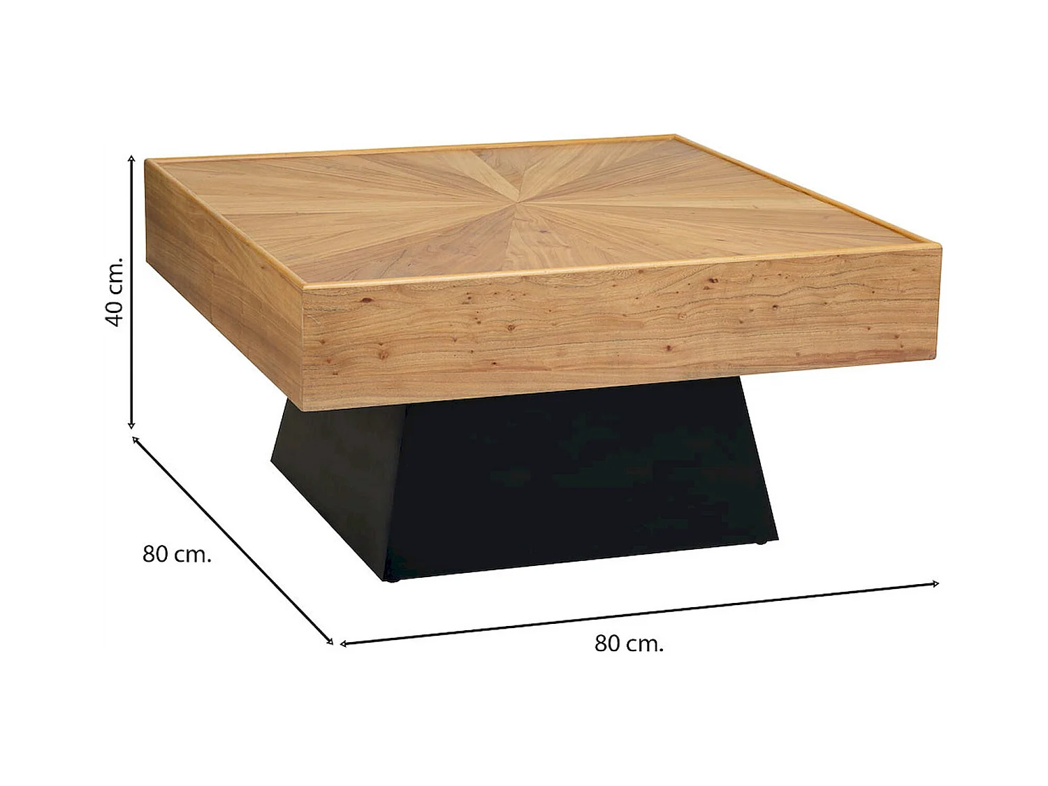 table dappoint carrée bois naturel et métal noir contemporain