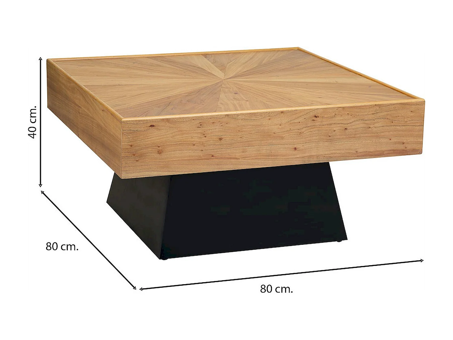 table dappoint carrée bois naturel et métal noir contemporain