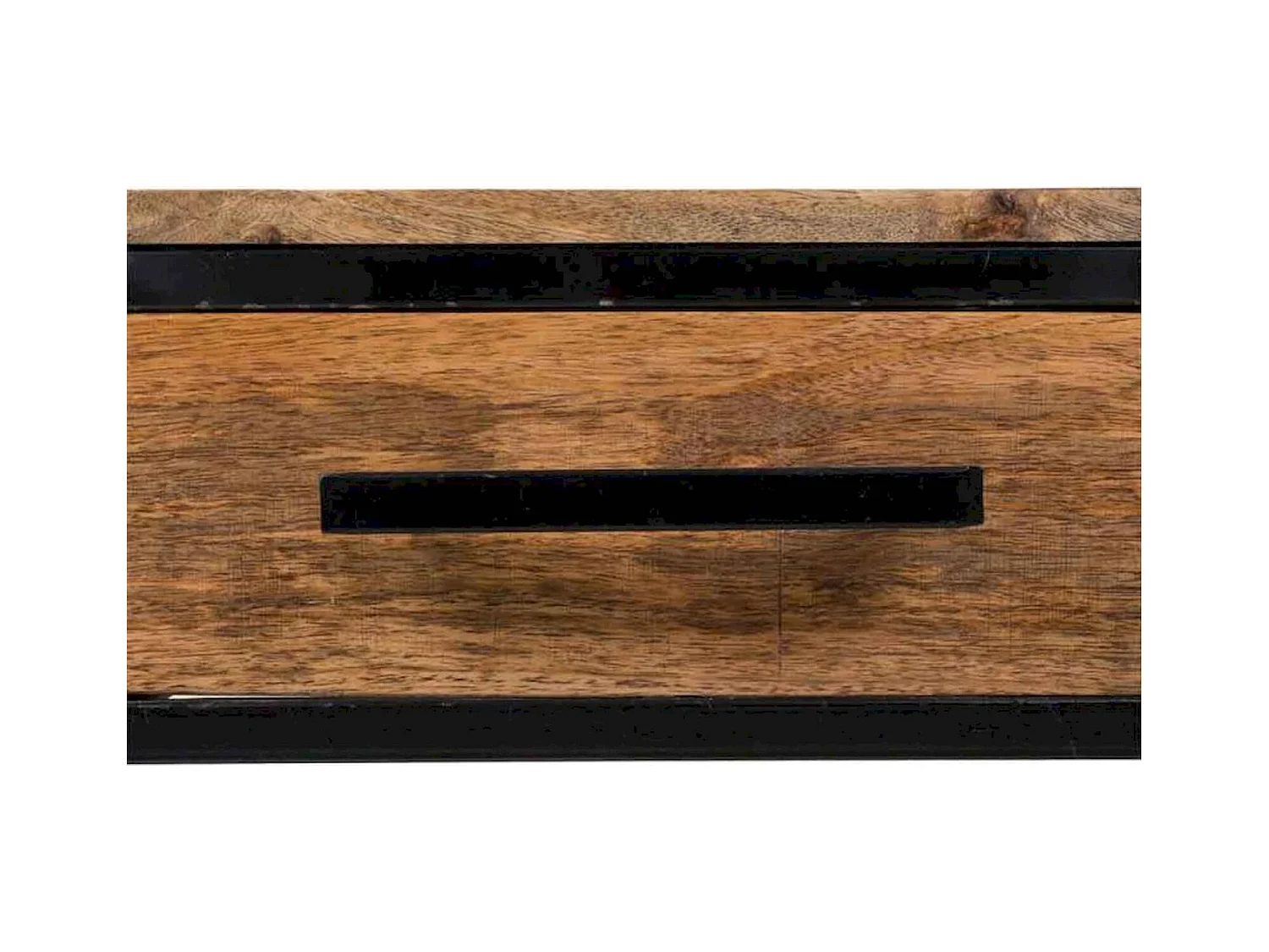 Table basse bois et métal avec tiroirs style industriel chic