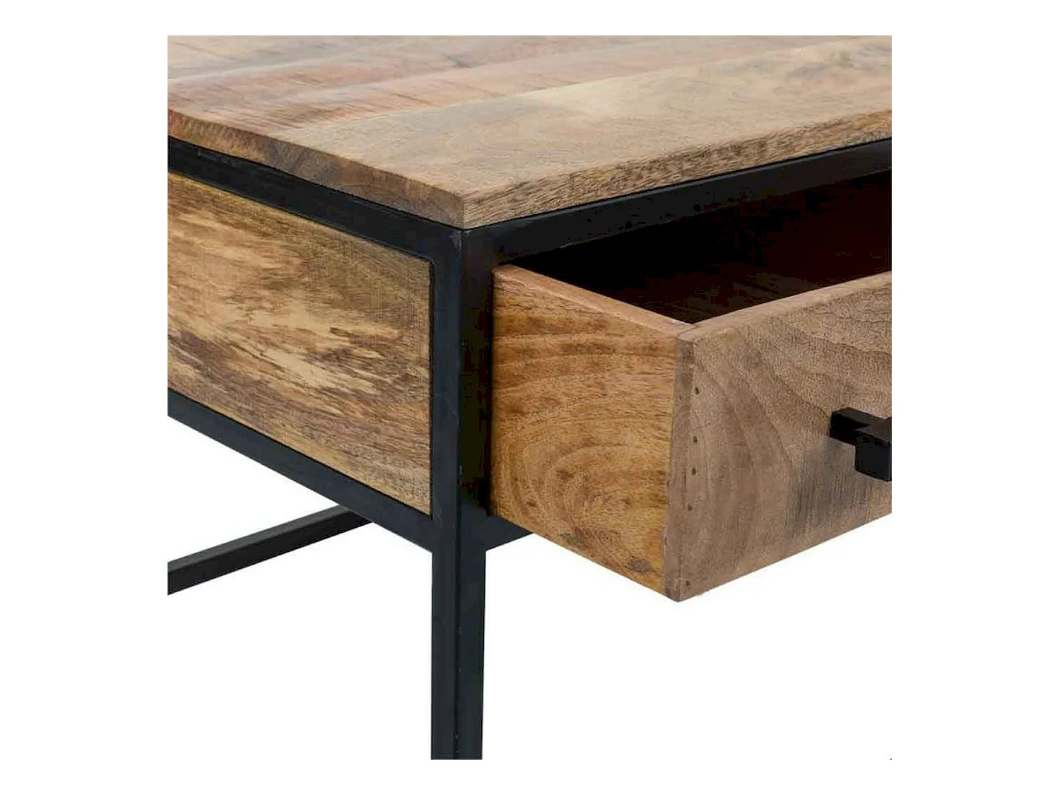 Table basse bois et métal avec tiroirs style industriel chic