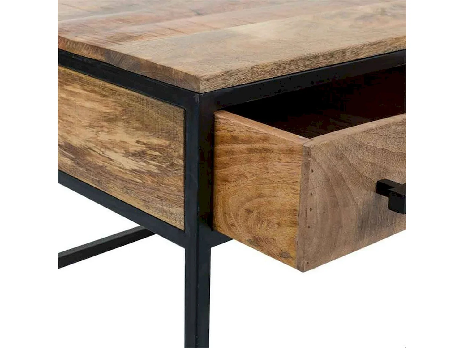 Table basse bois et métal avec tiroirs style industriel chic