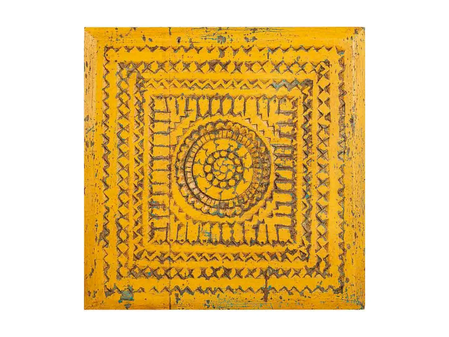 Table basse sculptée en bois de manguier finition artisanale