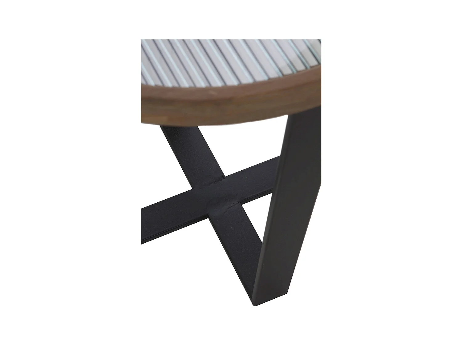 x2 Tables basses ronde en bois et métal avec plateau en verre trempé