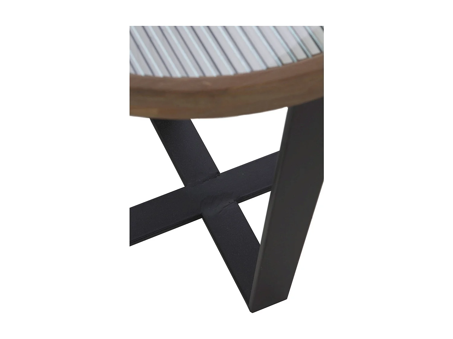 x2 Tables basses ronde en bois et métal avec plateau en verre trempé