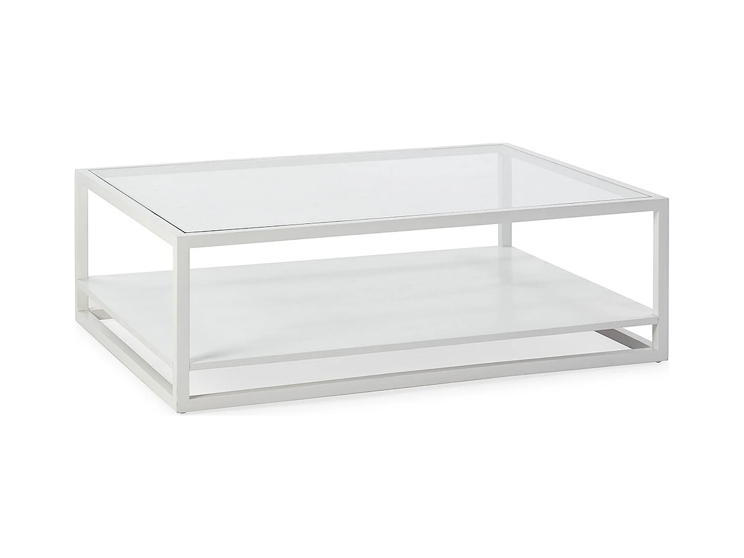 Table basse verre et bois de cèdre blanc design contemporain